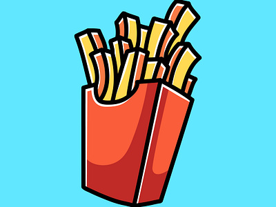 French Fries Doodle Cartoon Illustration art artwork branding collection colorful cute design digital art doodle fast food france french fries fries funny illustration junk food logo mascot set yummy