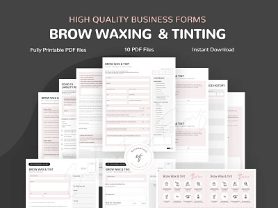 BROW WAXING & TINTING brow design and waxing forms brow shaping consent forms brow tinting release forms brow waxing consent forms client forms for brow and waxing salon waxing and brow forms spa brow and waxing legal forms