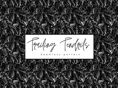 Trailing Tendrils - Seamless Pattern Design bw floral graphic design illustration monochrome pattern seameless