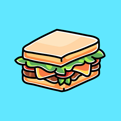 Sandwich Doodle Cartoon Illustration art artwork branding cartoon chibi collection colorful cute design doodle dribble for you icon illustration kawai logo sandwich set ui vector
