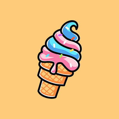 Ice Cream Doodle Cartoon Illustration art artwork best branding colorful cream cute design doodle ice cream icon illustration kawai logo love object pink set ui vector