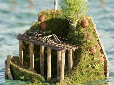 the sunken diorama 3d art artwork blender blender3d branding color design flat graphic design illustration logo minimal motion graphics ui