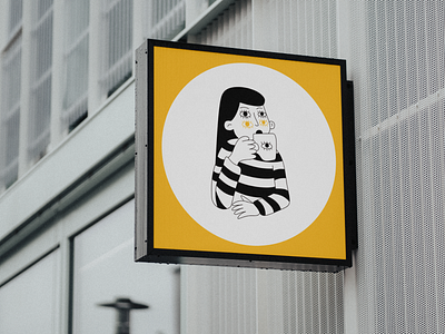 Branding for a coffee shop branding coffee cup girl graphic design illustration logo ui yellow