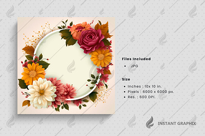 Vintage colorful floral frame background generative ai . design blooming flower blossom botanical flower exotic exotic flower floral floral flower floral pattern flower graphic design motif pattern natural flower painted floral pattern design tropical