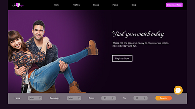 Hero page design for dating site: Soul Tango app branding design graphic design logo ui ux vector