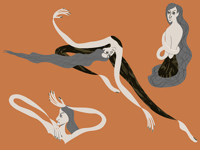 Character design "Slimy Boring Dancer" artwork boring character characterdesign girl illustration orange slimy whoman
