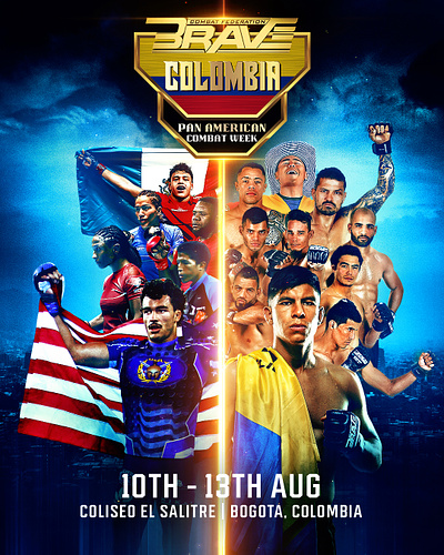 BRAVE Pan American Combat Week | Bogota, Colombia branding colombia combatsports design graphic design mma poster sport sports