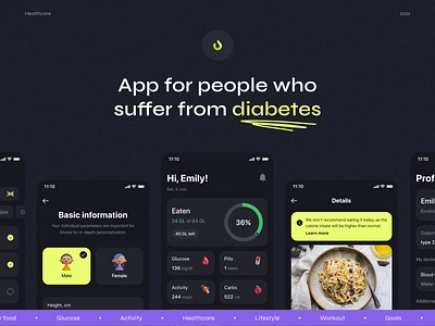 Glume - Healthcare mobile app design for diabetics android app app design app design ideas app design template app designs app interfaces app screen app ui application application design apps best app design healthcare healthcare mobile app mobile app mobile app design mobile app ui mobile app ui design