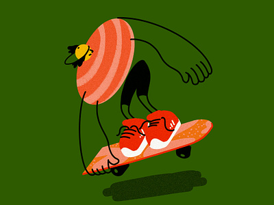 Skater character design graphic design icon illustration line minimal retro simple skateboarding skater skaterboy ui