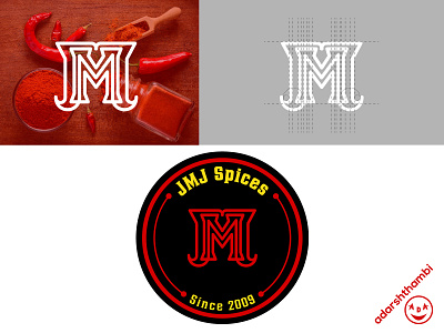 Logo design for JMJ spices adarshthambi brand identity branding food logo graphic design illustration lettermark logo logomark minimal spices spices logo vector