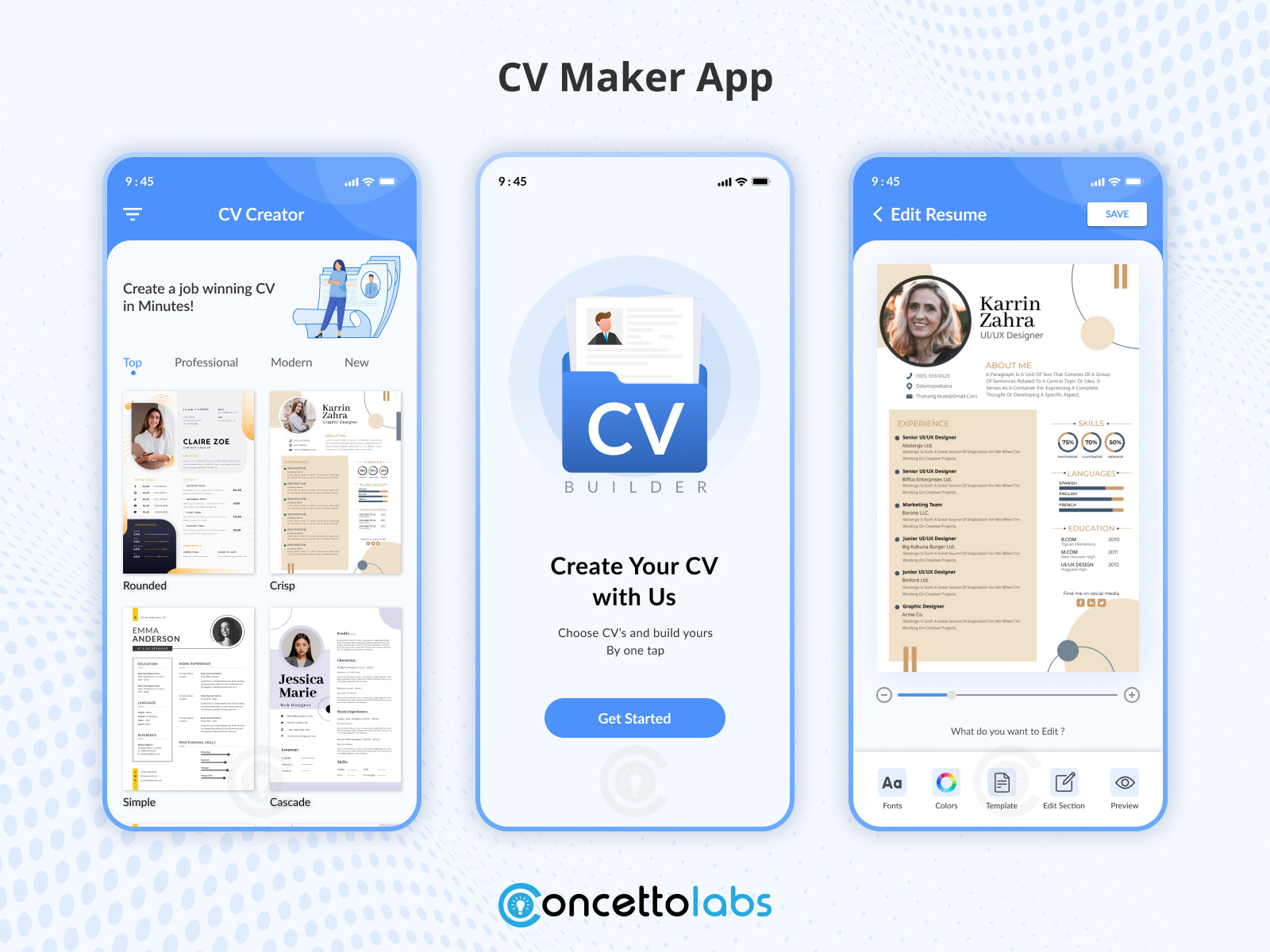 Cv Maker App Design by Concetto Labs on Dribbble