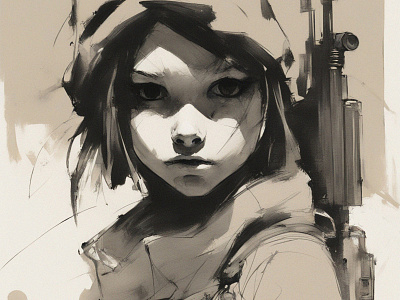 War Girl 3 art digital girl illustration portrait sketch war