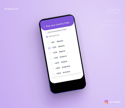 Dropdown List | Daily UI Challenge # 20/90 ui design ux design uxui designer