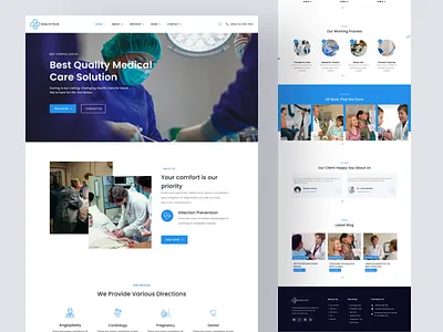 HEALTH PLUS- Medical Landing Page design doctor health healthcare hospital landing landingpagedesign medical onlinedoctor ui uidesign uiux web website