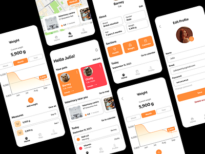 Pet Care App app app design bento design designinspiration pet app ui ui ux uitrends web