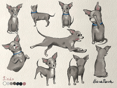Main Character Design for Children Book book cartoon character design chihuahua dog handdrawn pet