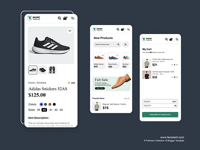 E-commerce Blogger Template UI blogger blogger template blogspot template e commerce apps e commerce website graphic design premium blogger template tailwind css template tenolent tenolent blogger template ui website template