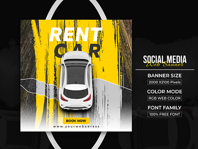 Social Media Rent Car Manipulations Web banner Design car cover car design car post facebvook post google ads instagram post manipulations banner pinterest square post web banner design