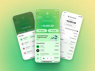 Banking App app bank banking branding design financial green listing prototype ui ux video