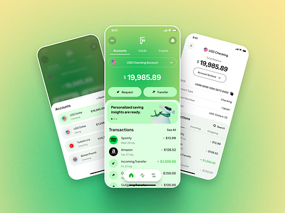 Banking App app bank banking branding design financial green listing prototype ui ux video
