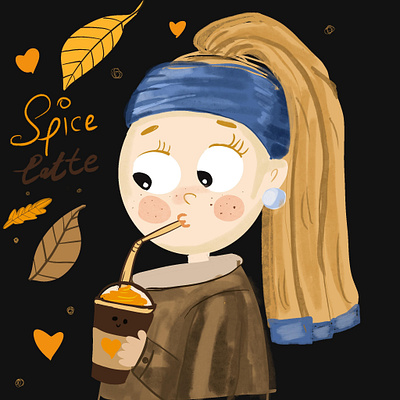 pumpkin spice latte girl children s illustration cute girl digital illustration fun happywibes illustration latte procreate summerwibes