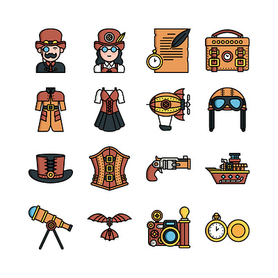 Icons icon steampunk vector