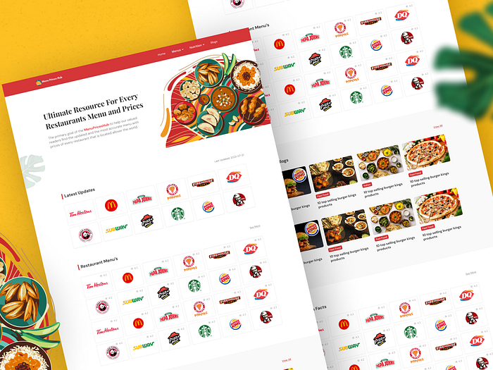 Restaurant menu website design designs themes templates and