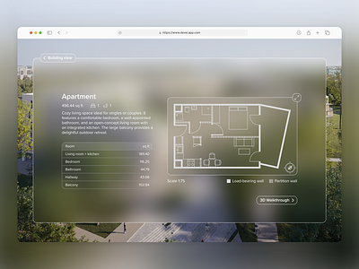 Interactive Walkthrough- Apartment Details View 2d 3d apartments design digital glassmorphic glassmorphism graphic design interactive property real estate tour ui ux walkthrough website