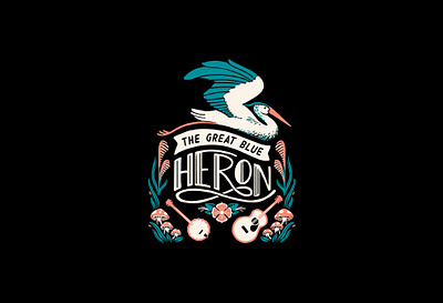 The Great Blue Heron 2023 Merch Design festival graphic design illustration marketing merch merchandise music music festival
