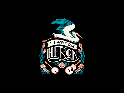 The Great Blue Heron 2023 Merch Design festival graphic design illustration marketing merch merchandise music music festival