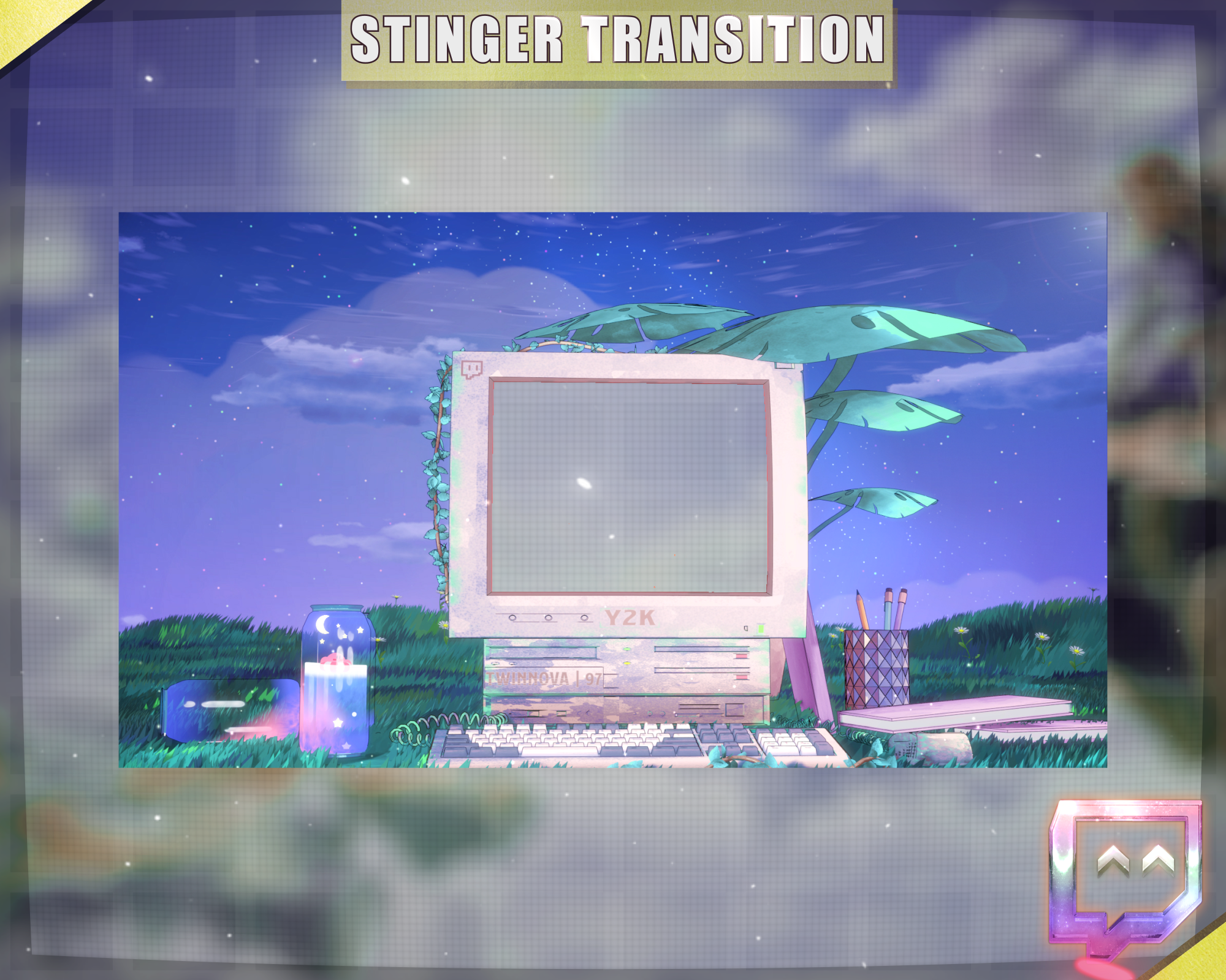 Animated Twitch Stinger Transition Cyber Y2K (Instant Download) 