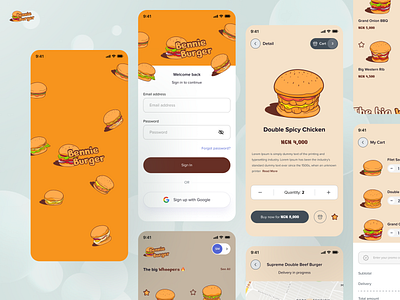 Bennie Burger design food illustration mobile store ui