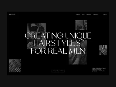 Website for barbershop dark theme artistwebsite barbershopwebsite tattooartistwebsite ui uidesign uiux uiuxdesign uiuxdesigner webdesign webdesigner