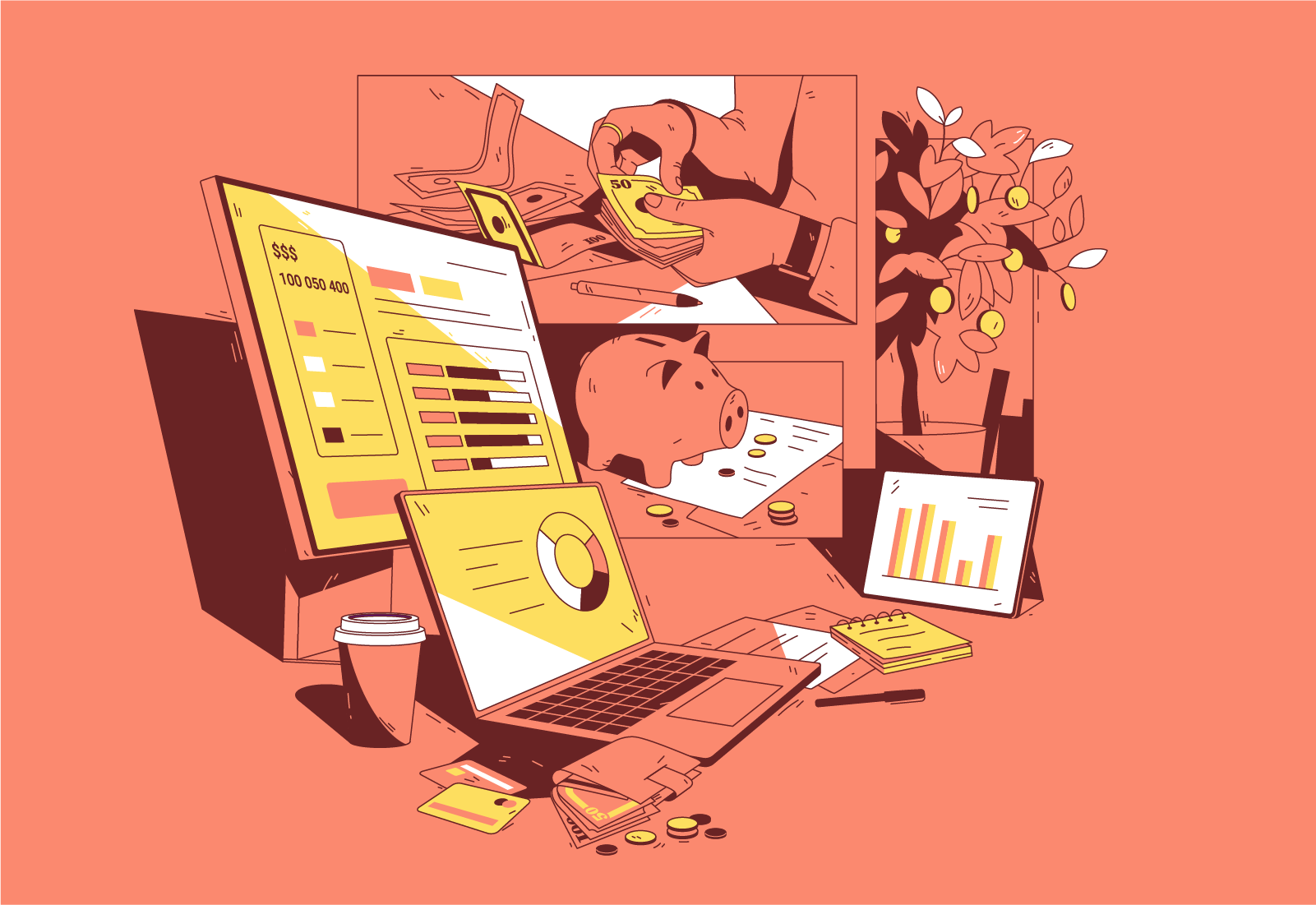 Finance design graphic design illustration money vector web design