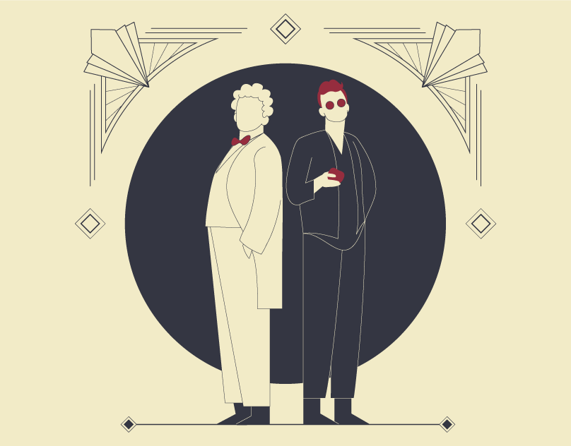 Good Omens illustration minimal design vector