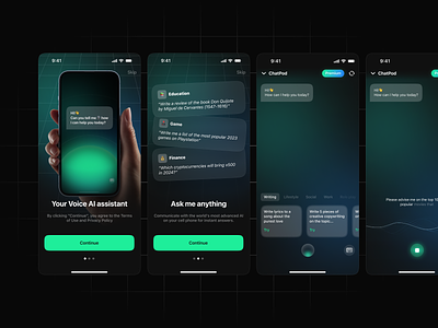 AI Chat ai ai assistant app bot chat chatbot chatgpt design figma first session ios onboarding ui ux voice