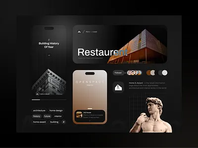 Information application : Architecture & Interiors black design branding logo ui uiux design