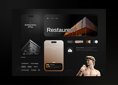 Information application : Architecture & Interiors black design branding logo ui uiux design