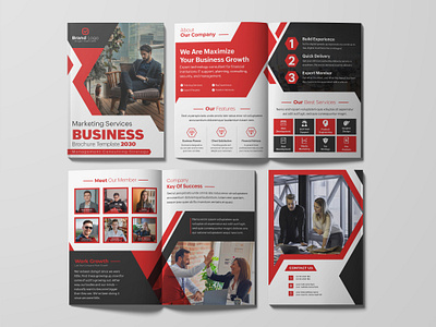 Marketing services business brochure design red corporate brochure design
