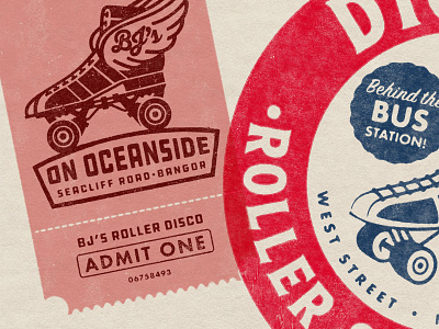 Roller Rinks of yesteryear – BJ's vs. Digby's branding design illustration imagined logo retro rollerdisco rollerskating texture typography vector vintage