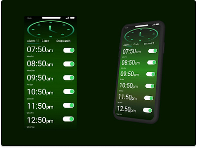 An alarm clock app interface alarm clock app design dailyui dailyuichallenge mobile app product design uiux