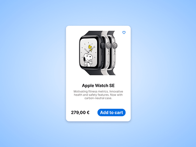 Product card Apple Watch for e-commerce add to cart apple apple watch button card clean design design e commerce favorite button landing page product card shopping card smartwatch ui web design webflow design