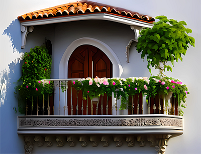 Spanish Balcony - A Tapestry of Spanish Charm tranquil scene