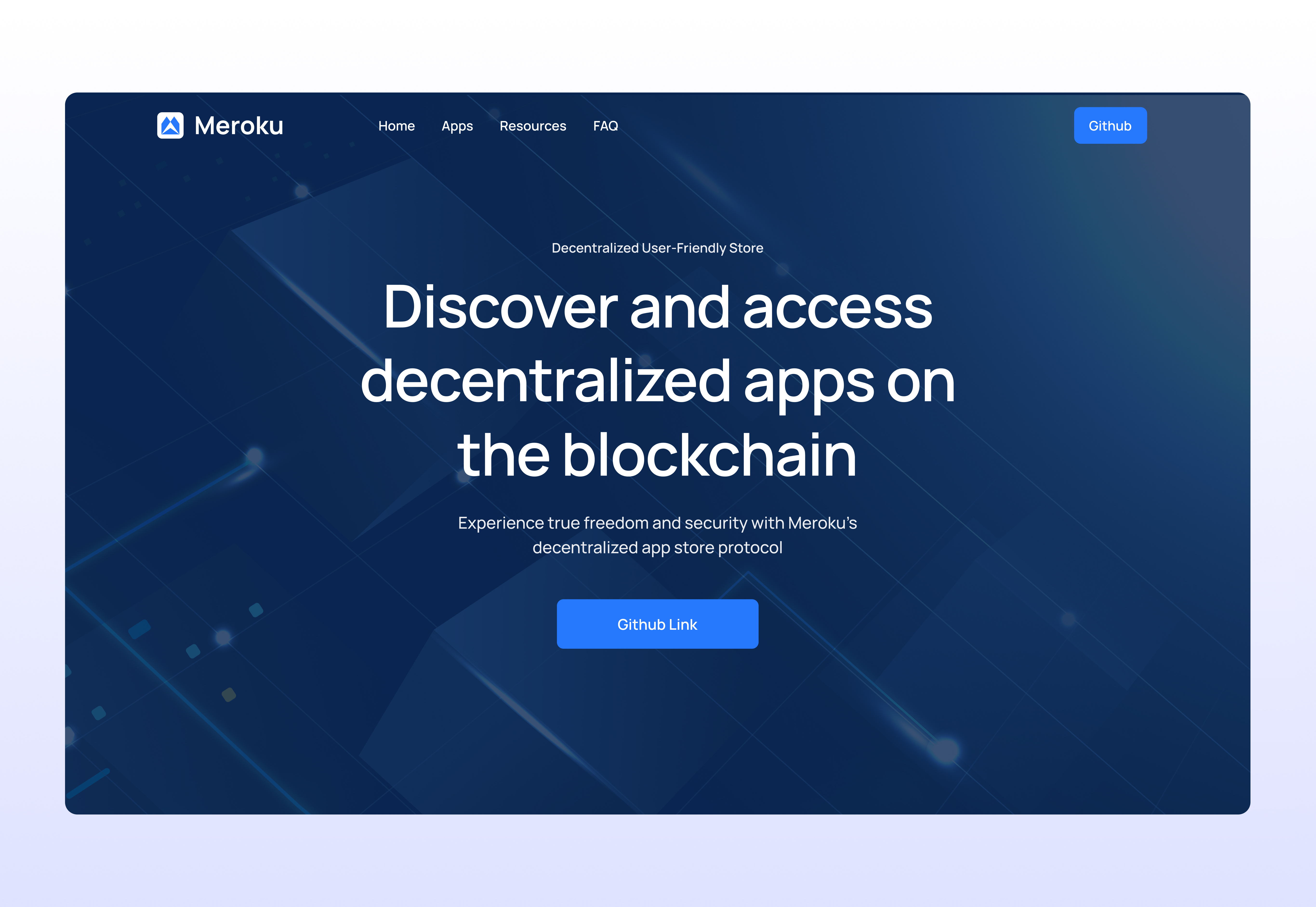 Meroku - Landing Page blockchain crypto dark darkmode hero hero section landing page
