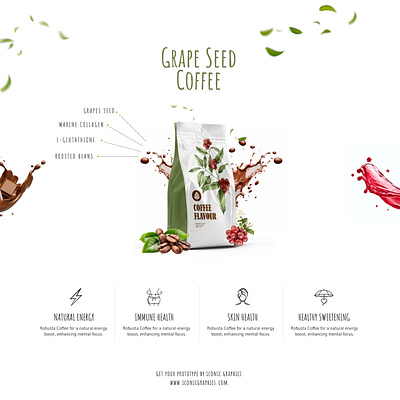 Coffee product slider in ecommerce cafe chocolate coffee drink food grapes hot drink landing page natural oraganic seed shopify strawberry web design website