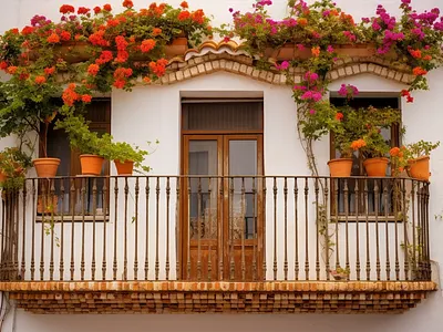 Spanish Balcony - Flower-Filled Balcony Window exquisite details