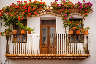 Spanish Balcony - Flower-Filled Balcony Window exquisite details