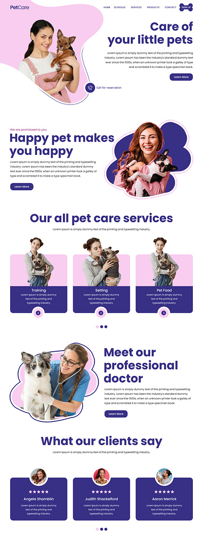 Pet Care Website Landing Page UI design pet care web design pet care website pet care website ui pet website design pet website ui ui ui design