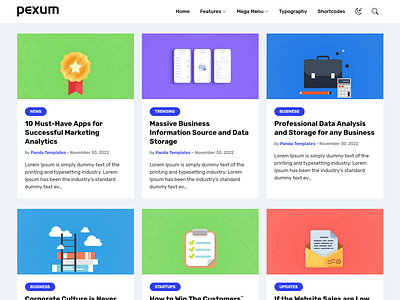 Pexum: A Grid-Style, Clean Blogger Template blog blogger templates creativity design mobile friendly ui