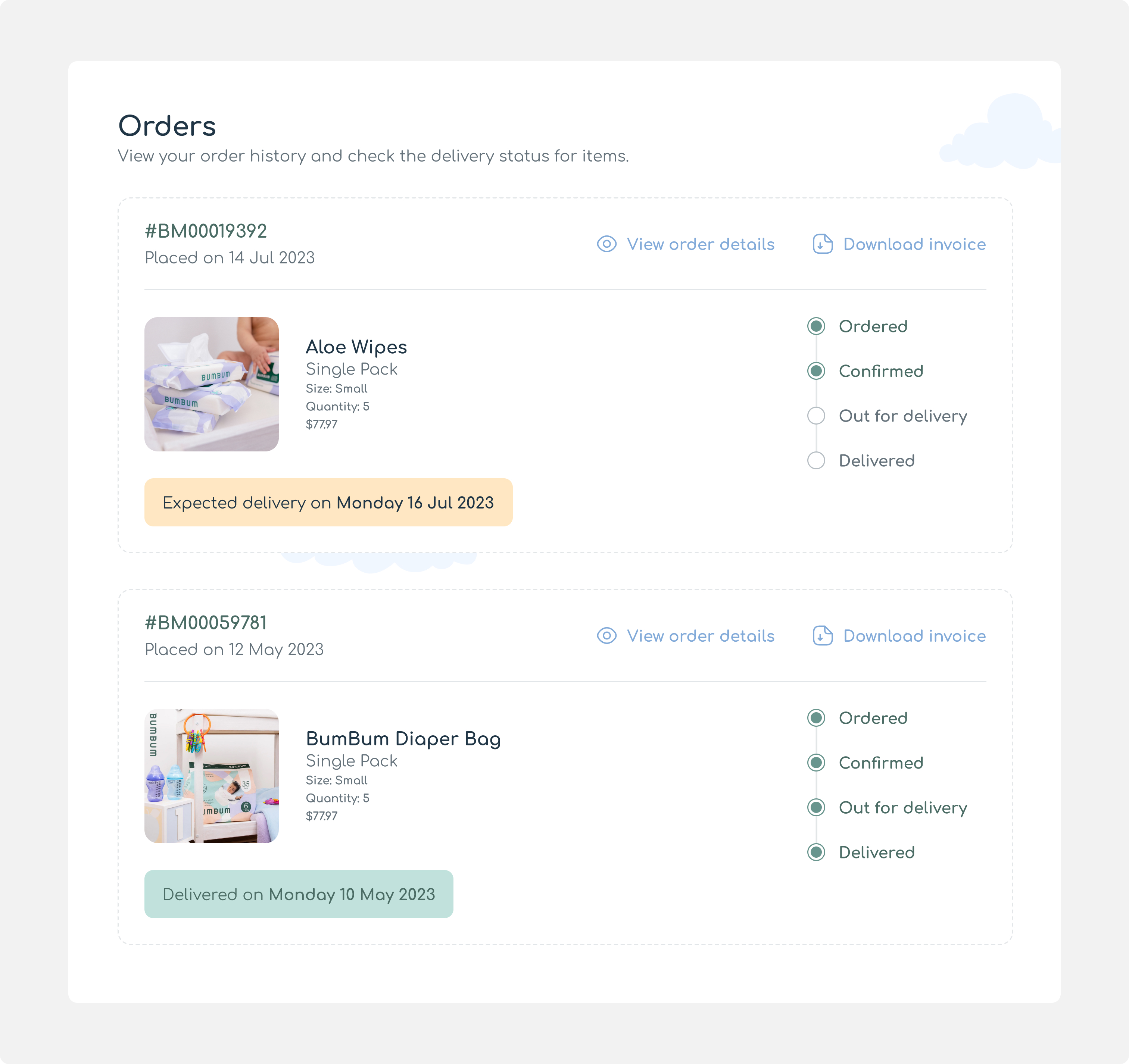 Track Orders UI design ecommerce online shopping order shopping ui ux website